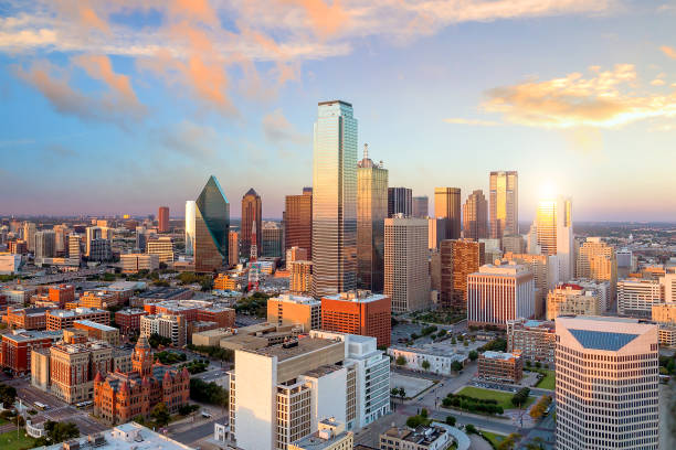 Downtown Dallas, Texas skyline at sunset